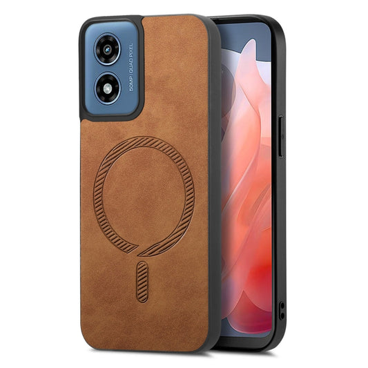 For Motorola Moto G Play 2024 4G Retro Magsafe Magnetic PU Back Cover Phone Case(Brown) - Motorola Cases by buy2fix | Online Shopping UK | buy2fix