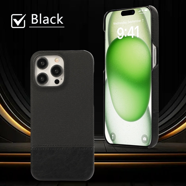 For iPhone 16 Stitching Cloth PU Shockproof Phone Case(Black) - iPhone 16 Cases by buy2fix | Online Shopping UK | buy2fix