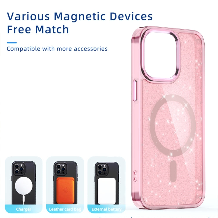 For iPhone 15 Pro Glitter MagSafe Shockproof Phone Case(Pink) - iPhone 15 Pro Cases by buy2fix | Online Shopping UK | buy2fix