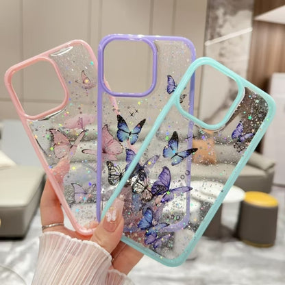 For iPhone 16 Pro Color Butterfly Glitter Epoxy TPU Phone Case(Purple) - iPhone 16 Pro Cases by buy2fix | Online Shopping UK | buy2fix