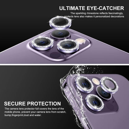 For iPhone 16 / 16 Plus ENKAY AR Anti-reflection Individual Diamond Ring Camera Lens Glass Full Film(Light Purple) - iPhone 16 Plus Tempered Glass by ENKAY | Online Shopping UK | buy2fix