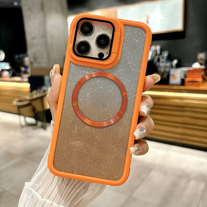 For iPhone 15 Pro CD-grain Gradient Glitter Magsafe Acrylic Hybrid TPU Phone Case(Orange) - iPhone 15 Pro Cases by buy2fix | Online Shopping UK | buy2fix