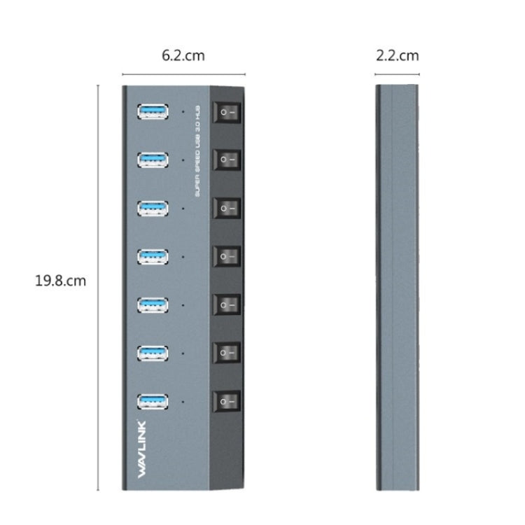 WAVLINK UH3076 5Gbps 7-port USB 3.0 Hub with Independent Switch and LED Indicator(AU Plug) - USB 3.0 HUB by WAVLINK | Online Shopping UK | buy2fix