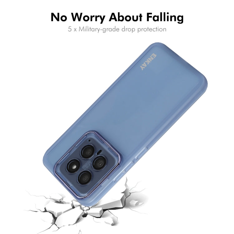 For Xiaomi 14 Pro ENKAY Hat-Prince Translucent Matte TPU Phone Case with Lens Film(Blue) - 14 Pro Cases by ENKAY | Online Shopping UK | buy2fix