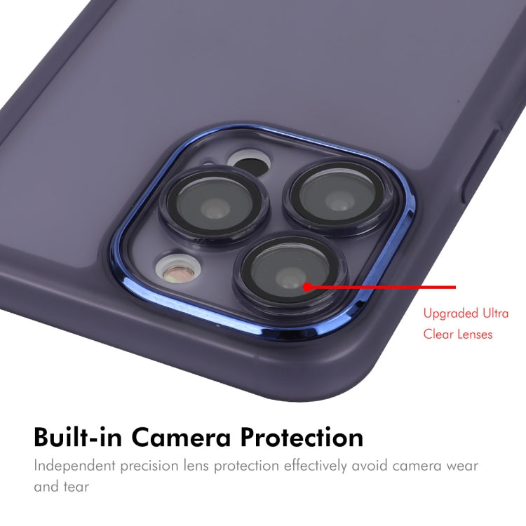 For iPhone 16 Pro ENKAY Hat-Prince Translucent Matte TPU Phone Case with Lens Film + 9H Big Arc Edge Film(Blue) - iPhone 16 Pro Cases by ENKAY | Online Shopping UK | buy2fix