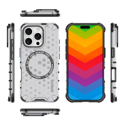 For iPhone 15 Pro Max ENKAY Hat-Prince Honeycomb MagSafe Shockproof Phone Case with Large Arc Edge Film(Grey) - iPhone 15 Pro Max Cases by ENKAY | Online Shopping UK | buy2fix