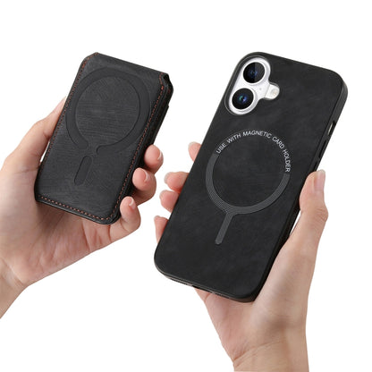 For iPhone 16 Retro Splitable Magnetic Stand Card Bag Leather Phone Case(Black) - iPhone 16 Cases by buy2fix | Online Shopping UK | buy2fix