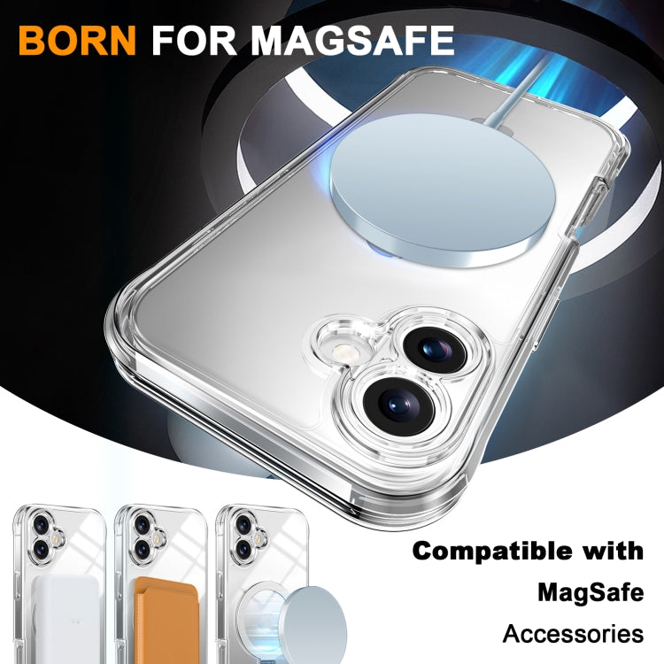 For iPhone 16 Skin Feel MagSafe Holder 360 Full Body Phone Case(Transparent) - iPhone 16 Cases by buy2fix | Online Shopping UK | buy2fix