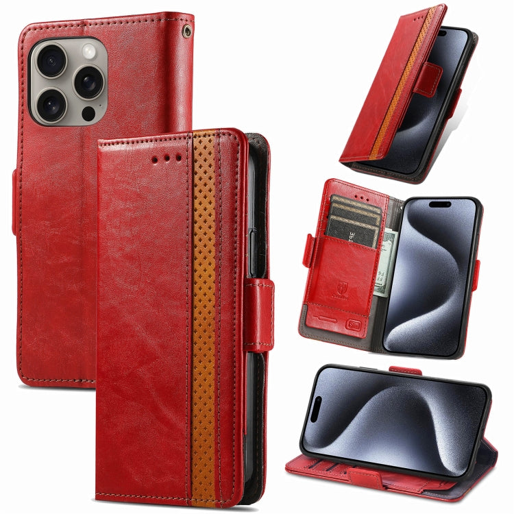 For iPhone 16 Pro Max CaseNeo Splicing Dual Magnetic Buckle Leather Phone Case(Red) - iPhone 16 Pro Max Cases by buy2fix | Online Shopping UK | buy2fix