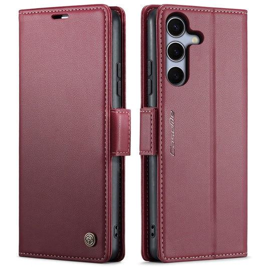 For Samsung Galaxy S25 5G CaseMe 023 Butterfly Buckle Litchi Texture RFID Anti-theft Leather Phone Case(Red) - Galaxy S25 5G Cases by CaseMe | Online Shopping UK | buy2fix