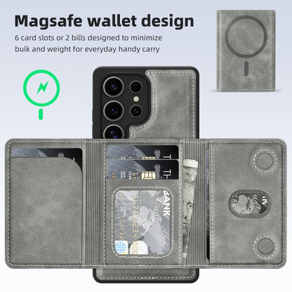 For Samsung Galaxy S25+ 5G Shield Multi-functional MagSafe Card Bag Phone Case(Grey) - Galaxy S25+ 5G Cases by buy2fix | Online Shopping UK | buy2fix