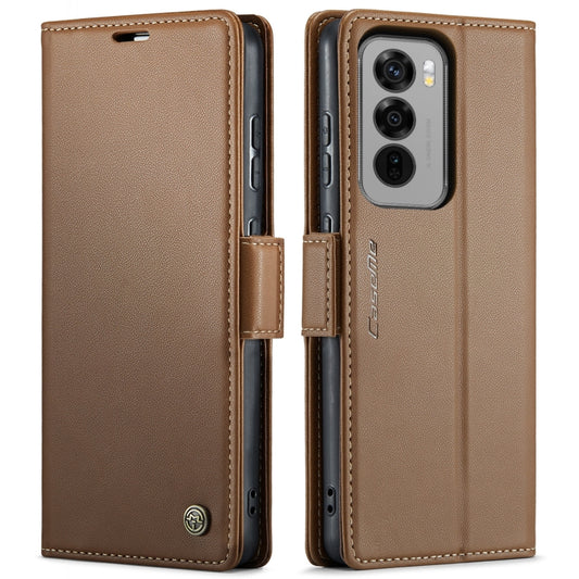 For OPPO Reno12 Pro 5G Global CaseMe 023 Butterfly Buckle Litchi Texture RFID Anti-theft Leather Phone Case(Brown) - Reno12 Pro Cases by CaseMe | Online Shopping UK | buy2fix