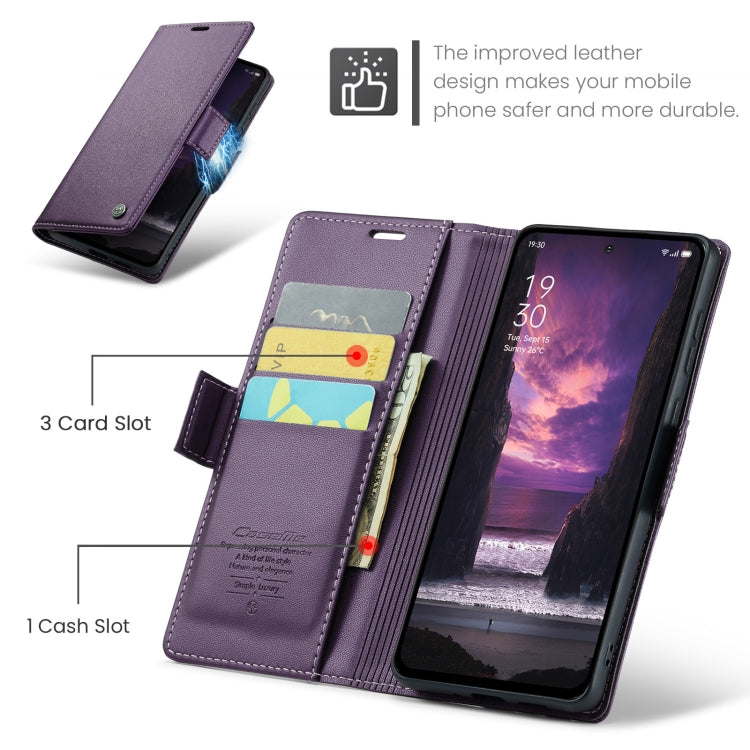 For OPPO Reno12 F /12 FS 5G CaseMe 023 Butterfly Buckle Litchi Texture RFID Anti-theft Leather Phone Case(Purple) - Reno12 F Cases by CaseMe | Online Shopping UK | buy2fix