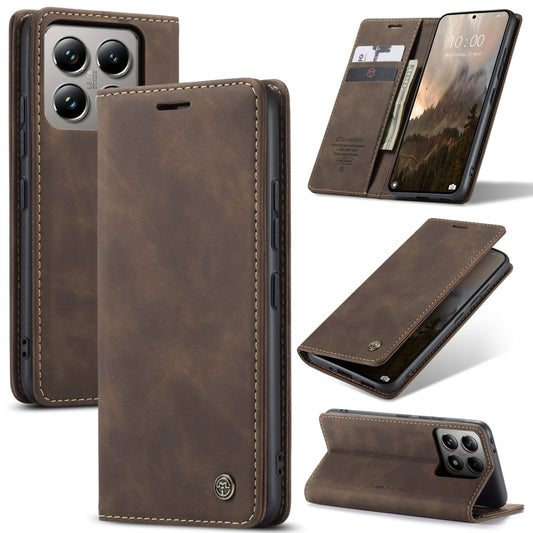 For Xiaomi 14T Pro CaseMe 013 Multifunctional Horizontal Flip Leather Phone Case(Coffee) - 14T Pro Cases by CaseMe | Online Shopping UK | buy2fix