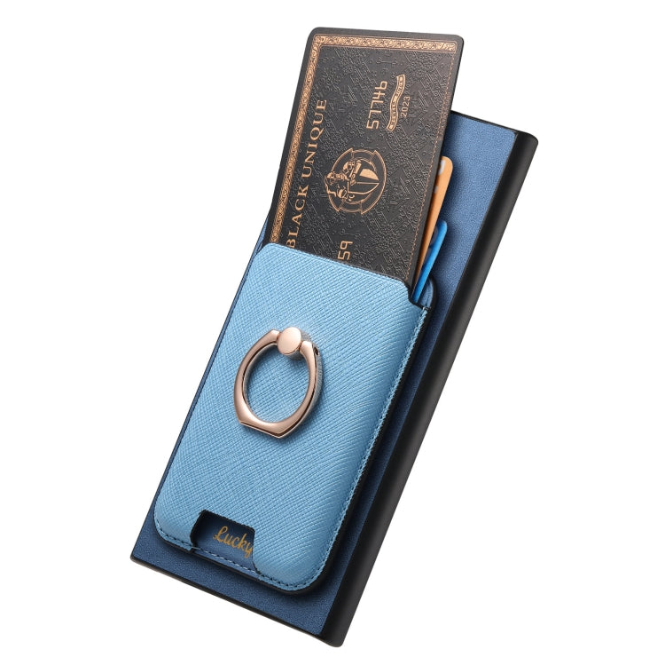 For Samsung Galaxy S25 Ultra 5G Retro Cross Leather Ring Vertical Insert Card Bag MagSafe Phone Case(Blue) - Galaxy S25 Ultra 5G Cases by buy2fix | Online Shopping UK | buy2fix