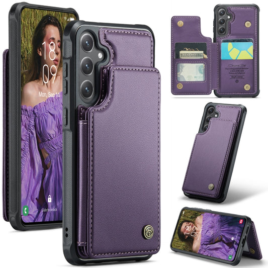 For Samsung Galaxy S25 5G CaseMe C22 Card Slots Holder RFID Anti-theft Phone Case(Purple) - Galaxy S25 5G Cases by CaseMe | Online Shopping UK | buy2fix