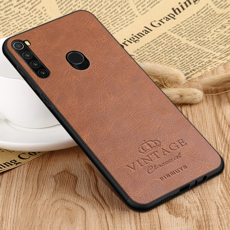 For Xiaomi RedMi Note 8 PINWUYO Pin Rui Series Classical Leather, PC + TPU + PU Leather Waterproof And Anti-fall All-inclusive Protective Shell(Brown) - Xiaomi Cases by PINWUYO | Online Shopping UK | buy2fix