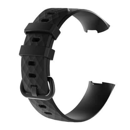 Diamond Pattern Silicone Watch Band for Fitbit Charge 3 Small Size：190*18mm(Black) - Watch Bands by buy2fix | Online Shopping UK | buy2fix