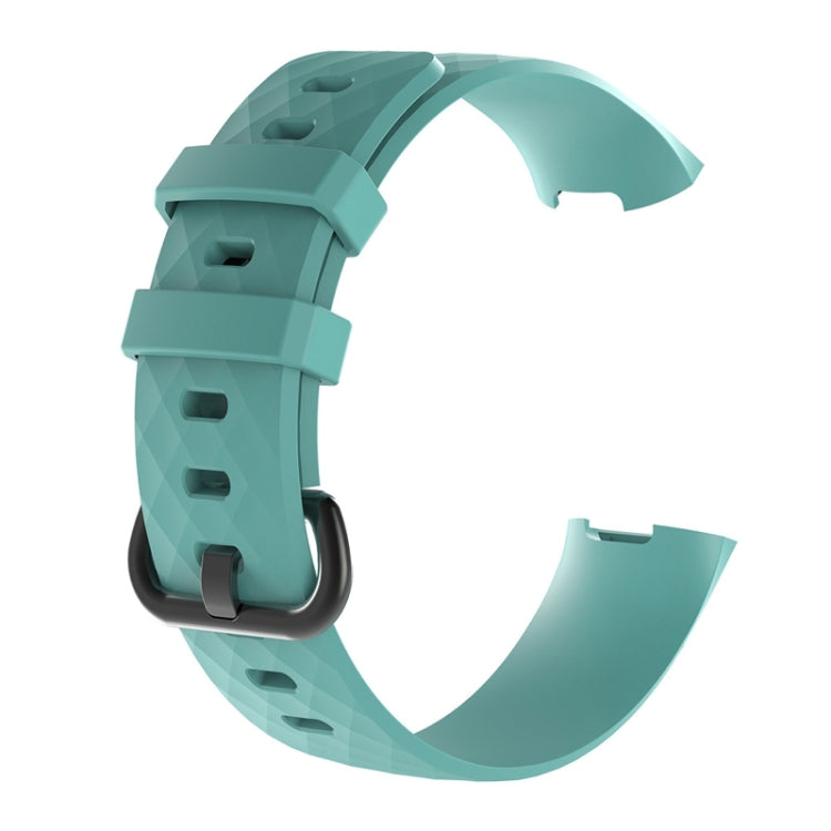 Diamond Pattern Silicone Watch Band for Fitbit Charge 4 Large Size:210*18mm(Light Green) - Watch Bands by buy2fix | Online Shopping UK | buy2fix