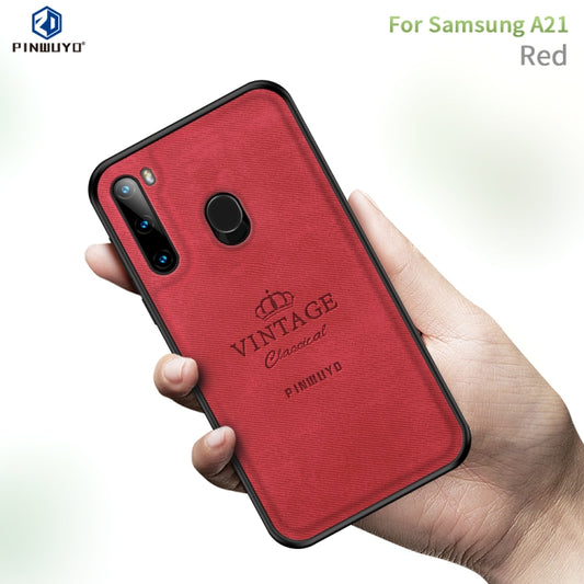 For Galaxy A21 PINWUYO Zun Series PC + TPU + Skin Waterproof And Anti-fall All-inclusive Protective Shell(Red) - Galaxy Phone Cases by PINWUYO | Online Shopping UK | buy2fix