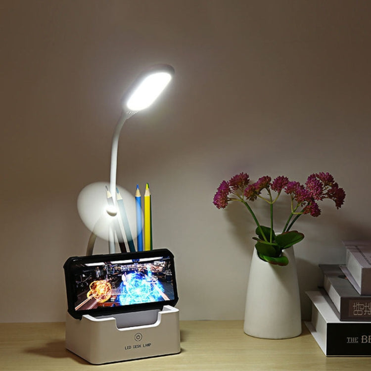 Student USB Charging Bedroom Touch LED Eye Protection Multifunctional Creative Desk Lamp, Style:With Fan(White) - Desk Lamps by buy2fix | Online Shopping UK | buy2fix