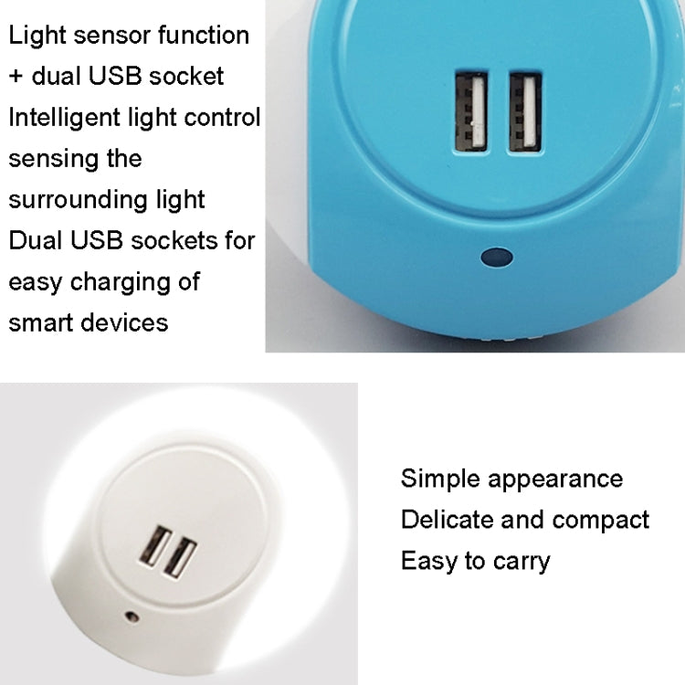 A78B LED Night Light With USB Port Intelligent Light Control Sensor Light, Plug:UK Plug(White) - Sensor LED Lights by buy2fix | Online Shopping UK | buy2fix