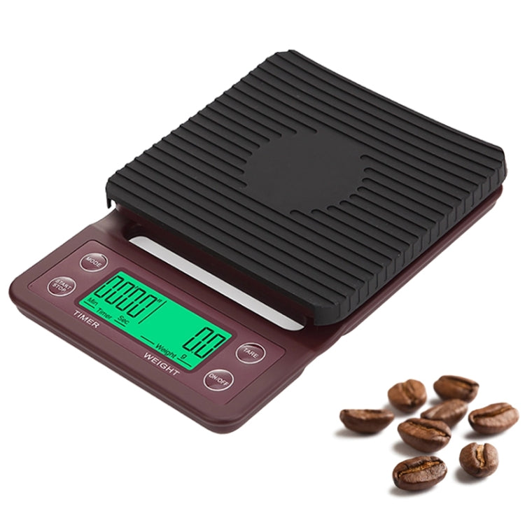 Hand Punch Coffee Scales Timing Electronic Timer Scale Kitchen Scales, Model:5kg/0.1g(Wine Red) - Kitchen Scales by buy2fix | Online Shopping UK | buy2fix