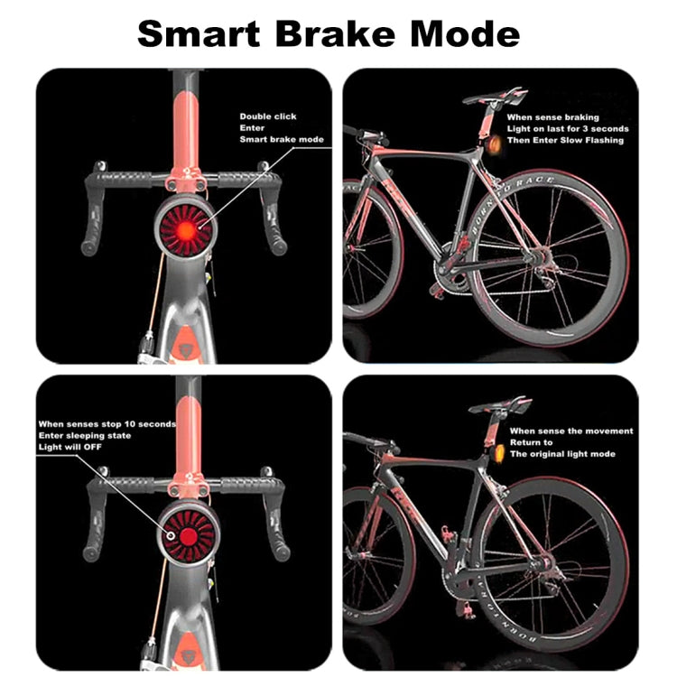 Bicycle Smart Sensor Brake Light USB Tail Light Warning Light(Red) - Taillights by buy2fix | Online Shopping UK | buy2fix