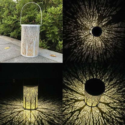 Outdoor Solar Wrought Iron Projection Lamp Hollow Wall Hanging Portable Garden Decorative Lamp, Style:Trunk - Solar Lights by buy2fix | Online Shopping UK | buy2fix