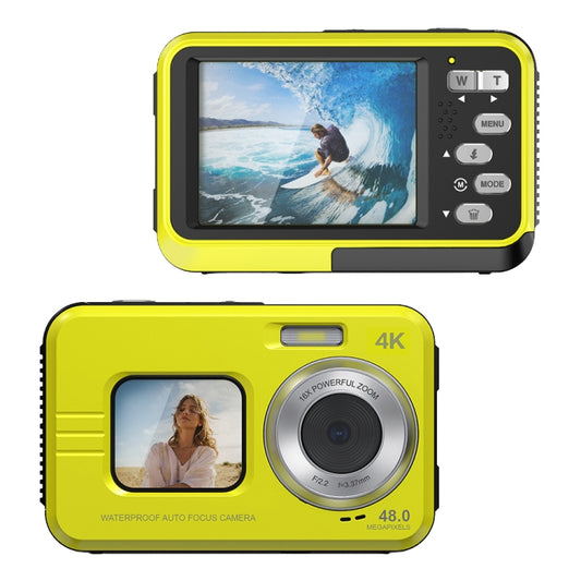 WDC901 3.5m Waterproof 48MP HD Dual Screen Outdoor Sports Digital Camera EU Plug(Yellow) - Children Cameras by buy2fix | Online Shopping UK | buy2fix