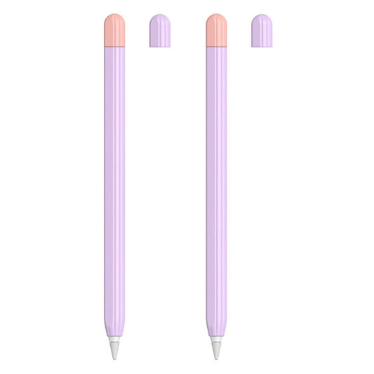 2 Sets 5 In 1 Stylus Silicone Protective Cover + Two-Color Pen Cap + 2 Nib Cases Set For Apple Pencil 2 (Lavender) - Pencil Accessories by buy2fix | Online Shopping UK | buy2fix