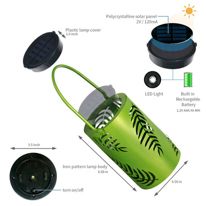 L3337 Solar Lawn Light Outdoor Waterproof Garden Decoration Hollow Leaf Iron Lantern(Green) - Solar Lights by buy2fix | Online Shopping UK | buy2fix