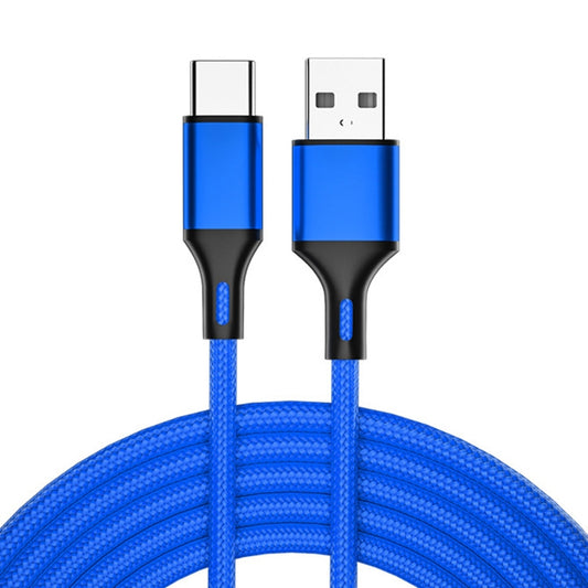 4 PCS 2.4A USB-C / Type-C to USB Braided Fast Charging Sync Data Cable, Length: 0.25m (Blue) - USB-C & Type-C Cable by buy2fix | Online Shopping UK | buy2fix
