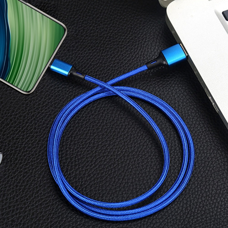 4 PCS 2.4A USB-C / Type-C to USB Braided Fast Charging Sync Data Cable, Length: 2m (Blue) - USB-C & Type-C Cable by buy2fix | Online Shopping UK | buy2fix