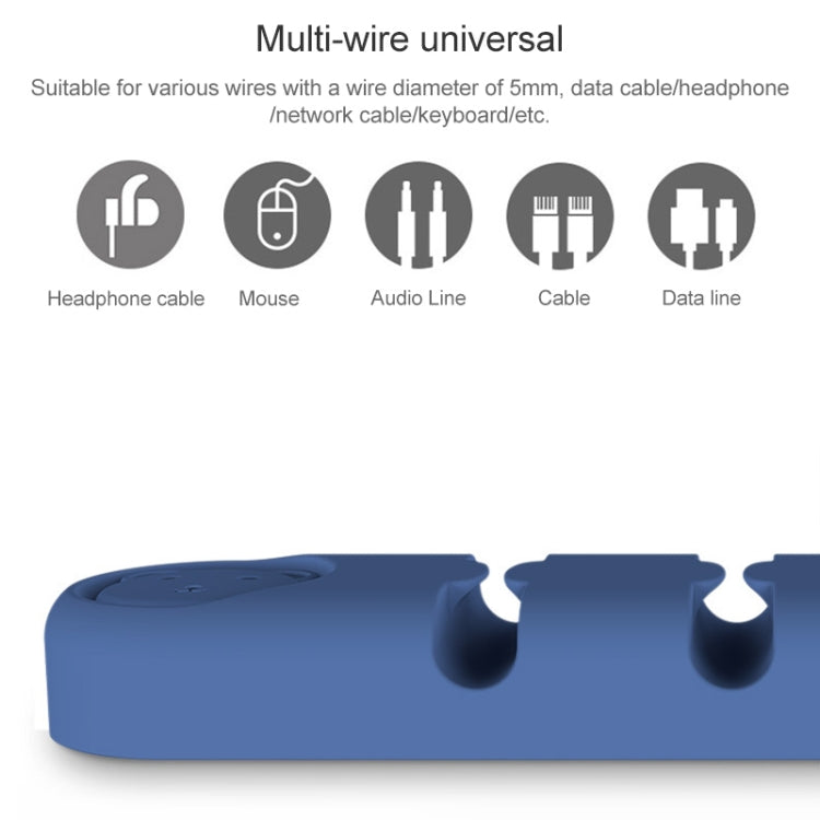 6 Holes Bear Silicone Desktop Data Cable Organizing And Fixing Device(Dark Blue) - Cable Organizer by buy2fix | Online Shopping UK | buy2fix