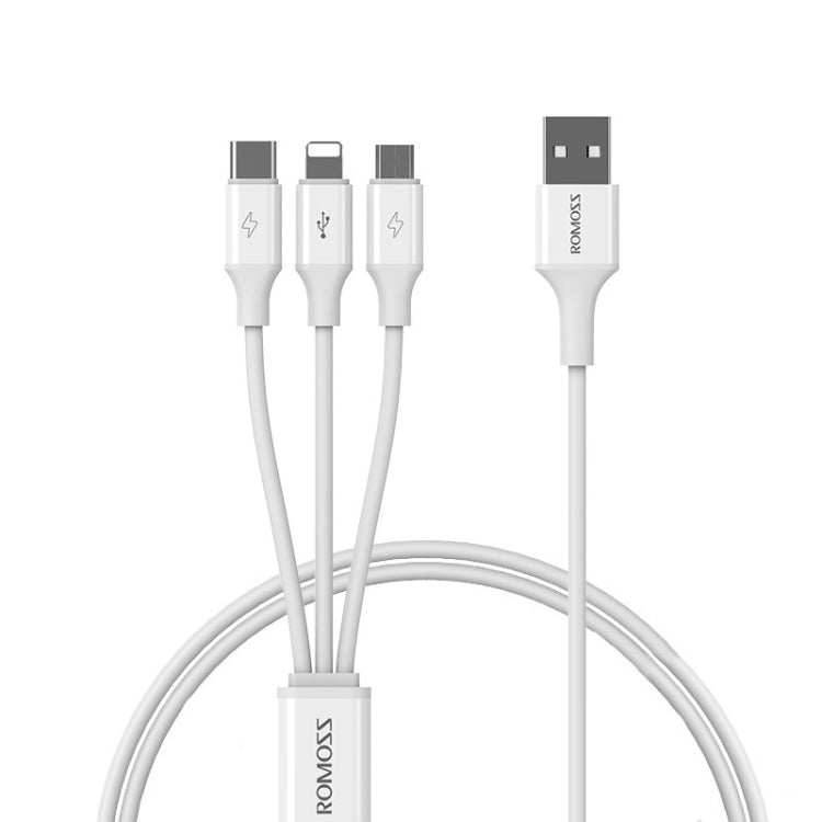 ROMOSS CB251V 3.5A USB To 8 Pin+Type-C+Micro USB 3 In 1 Charging Cable, Length: 1.2m - Multifunction Cable by ROMOSS | Online Shopping UK | buy2fix