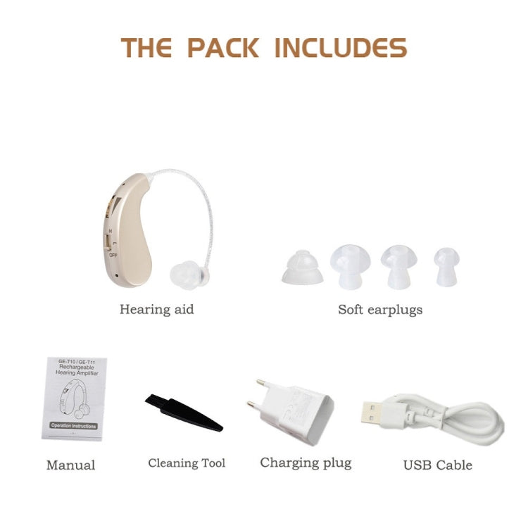 Portable Rechargeable Invisible Hearing Aid EU Plug(Gold) - Hearing Aids by buy2fix | Online Shopping UK | buy2fix