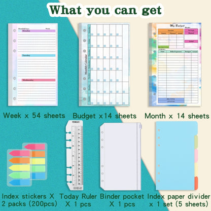 A6 6 Hole Budget Book Loose-leaf Replacement Core Handbook Insert,Spec: Kit 1 - Notebooks by buy2fix | Online Shopping UK | buy2fix