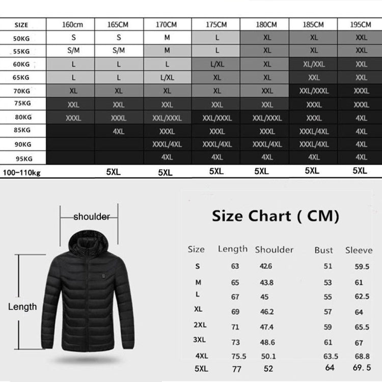 11 Zone Double Control Blue USB Winter Electric Heated Jacket Warm Thermal Jacket, Size: XXL - Down Jackets by buy2fix | Online Shopping UK | buy2fix