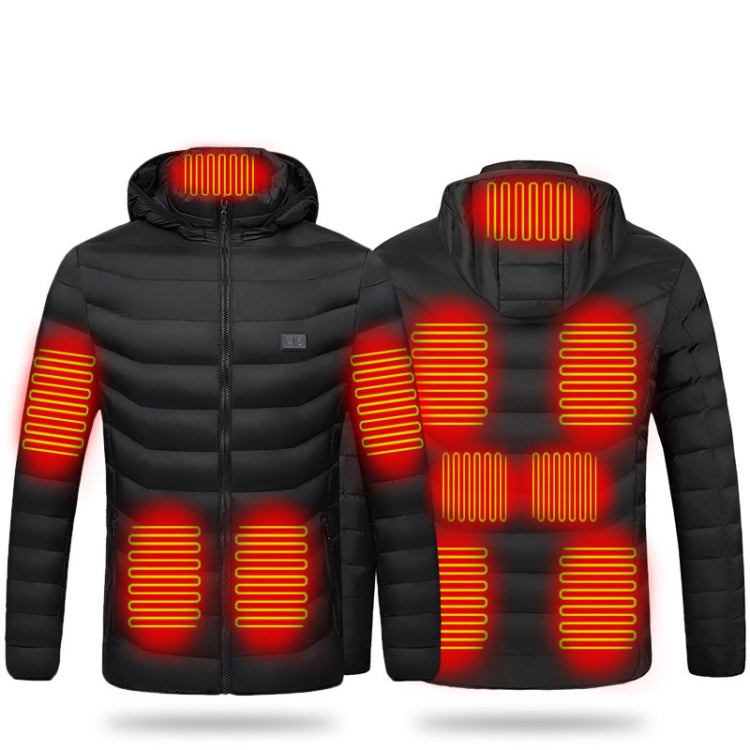 11 Zone Double Control Black USB Winter Electric Heated Jacket Warm Thermal Jacket, Size: L - Down Jackets by buy2fix | Online Shopping UK | buy2fix