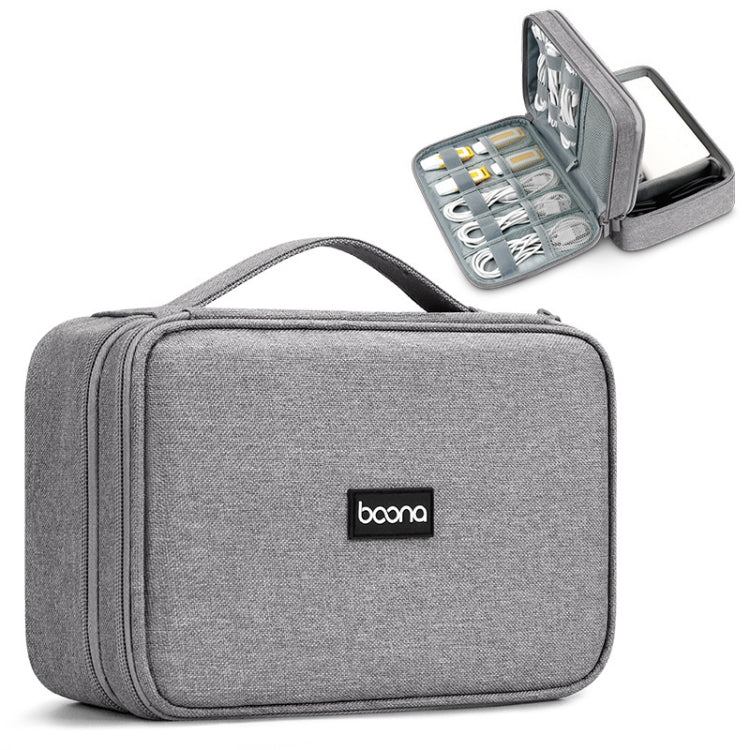 Baona Multifunctional Earphone Data Cable Digital Storage Bag, Spec: 2-layer Box (Gray) - Digital Storage Bag by Baona | Online Shopping UK | buy2fix