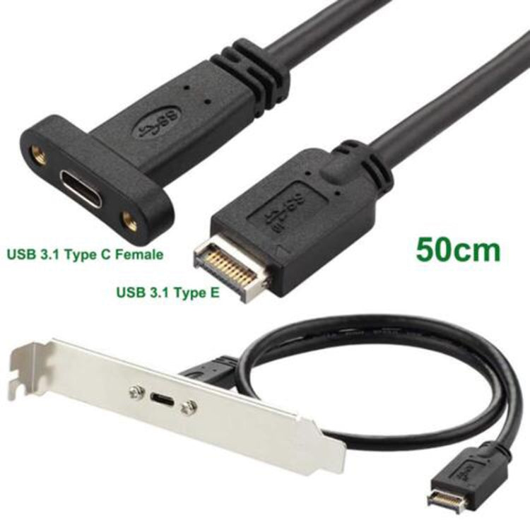 USB 3.1 Type-E To USB-C / Type-C Connector Front Panel Header 0.5m High Profile Bracket - Cable & Adapters by buy2fix | Online Shopping UK | buy2fix