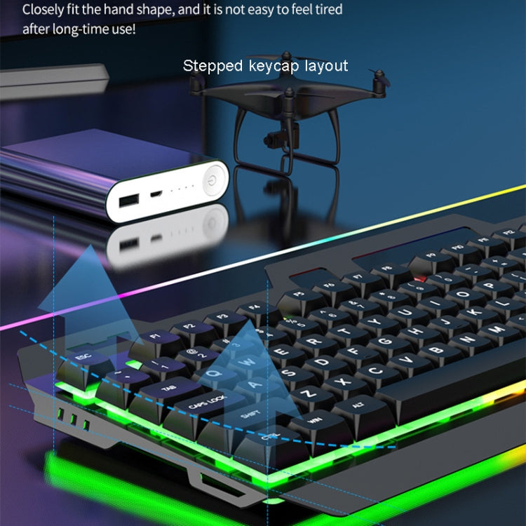 K-Snake Mechanical Feel Keyboard Mouse Kit USB Wired 104 Keycaps Computer Keyboard, Style: Keyboard+Mouse (Black Gray) - Wired Keyboard by K-Snake | Online Shopping UK | buy2fix