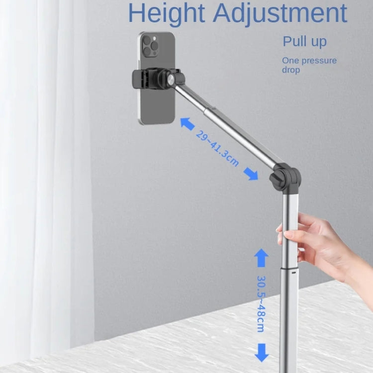 Mobile Live Piercing Bracket Aluminum Alloy 360 Degree Rotation Telescopic Adjustment Bedside Desktop Live Bracket(Gray) - Desktop Holder by buy2fix | Online Shopping UK | buy2fix