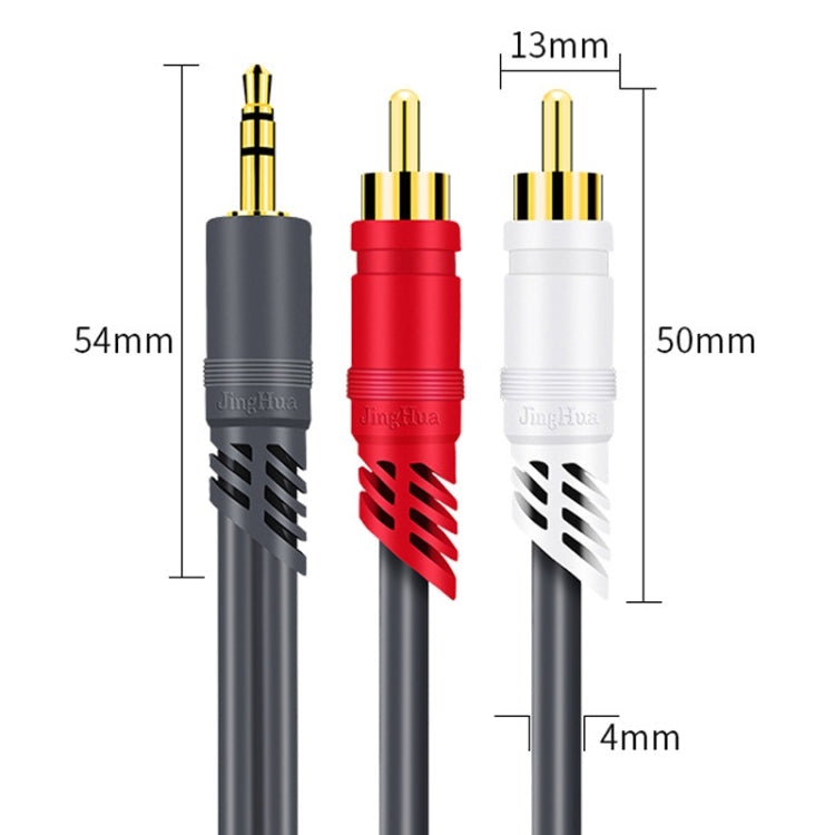 JINGHUA 3.5mm To 2RCA Audio Cable Game Console Outdoor Audio Connection Cable, Size: 15m(Grey) - RCA Cable by JINGHUA | Online Shopping UK | buy2fix