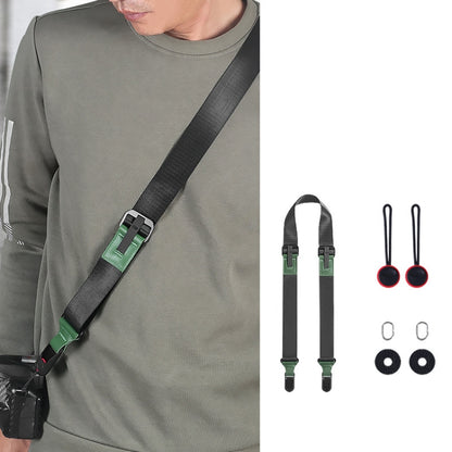 Quick Release Mirrorless Camera Crossbody Strap SLR Camera Decompression Halter Strap(Black+Green) - Camera Strap by buy2fix | Online Shopping UK | buy2fix