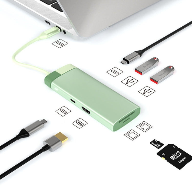 BS7A 7 In 1 Type-C Docking Station Multi-Function USB Hub Docking Station Converter(Green) - USB HUB by buy2fix | Online Shopping UK | buy2fix