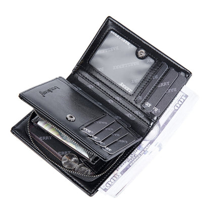 Baellerry D3213 Retro Leather Short Wallet Multi-card Slot Zipper Card Holder(Black) - Wallets by Baellerry | Online Shopping UK | buy2fix