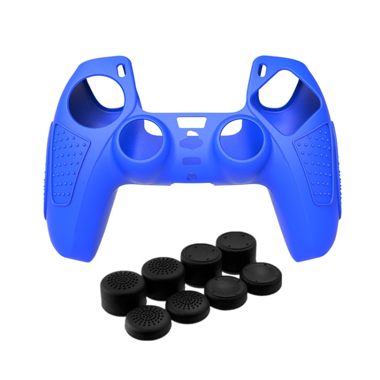 For PS5 Gamepad Silicone Protective Case Anti-Skid Soft Silicone Cover, Color: Blue+8 Hats - Cases by buy2fix | Online Shopping UK | buy2fix