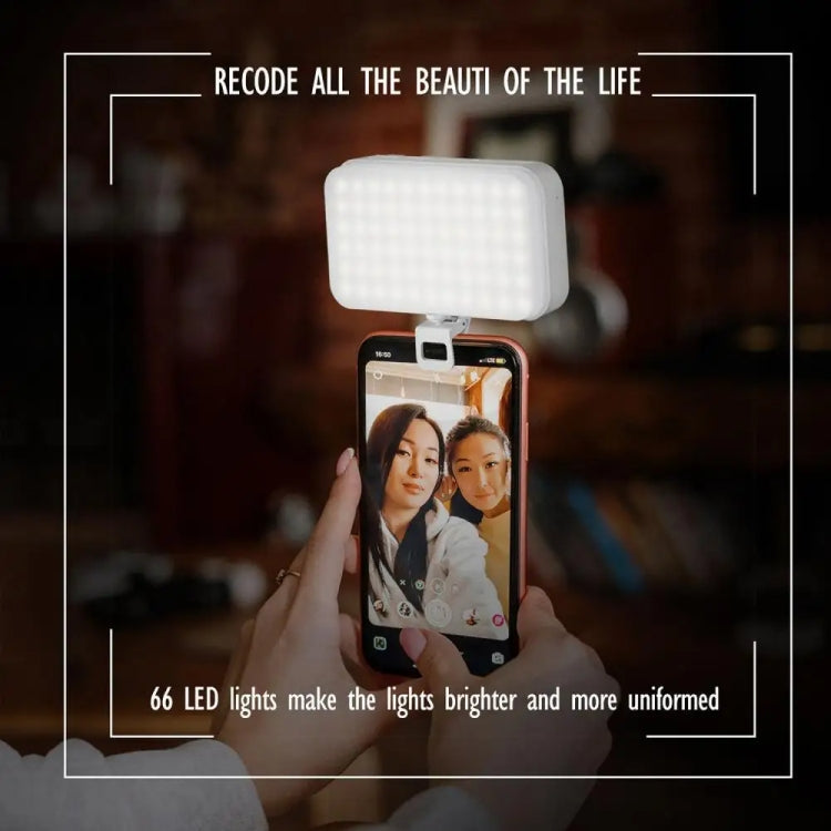 66 LEDs Selfie Fill Light Rechargeable 3 Modes Clip-on Pocket Light For Phone, Laptop, Tablet Meeting(Black) - Selfie Light by buy2fix | Online Shopping UK | buy2fix